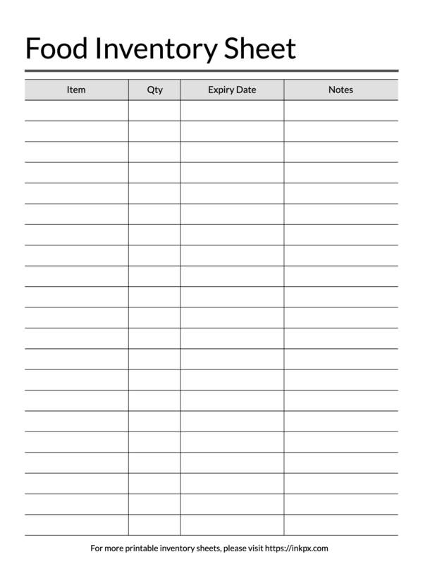 Free Printable Food Inventory Sheet In PDF PNG And JPG Formats InkPx Free Printable Food Inventory Sheet In PDF PNG And JPG Formats InkPx