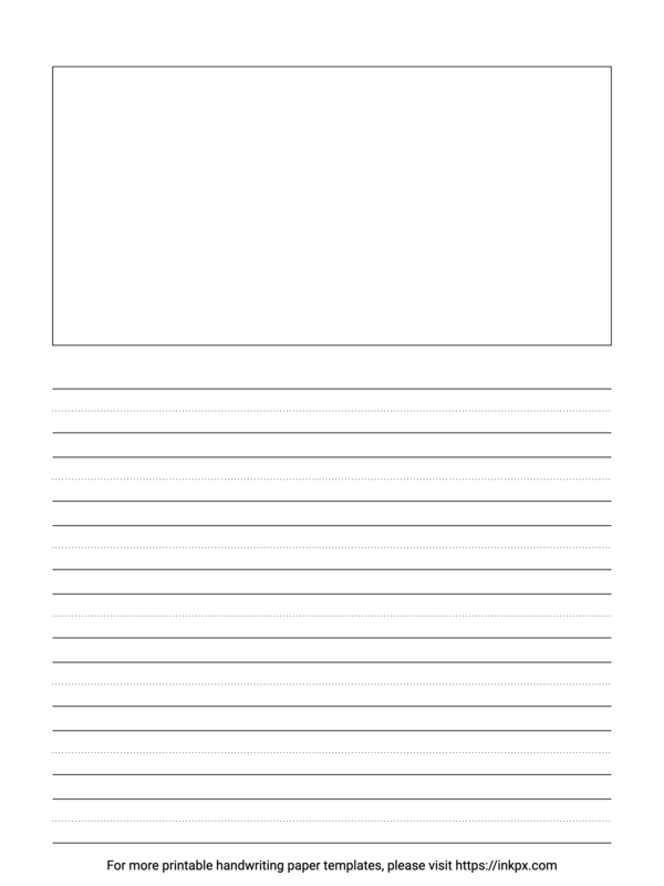 Free Printable Black And White Kindergarten Writing Paper With Picture Box InkPx