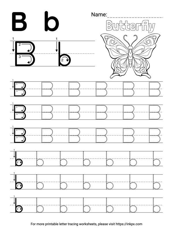 Free Printable Simple Letter B Tracing Worksheet