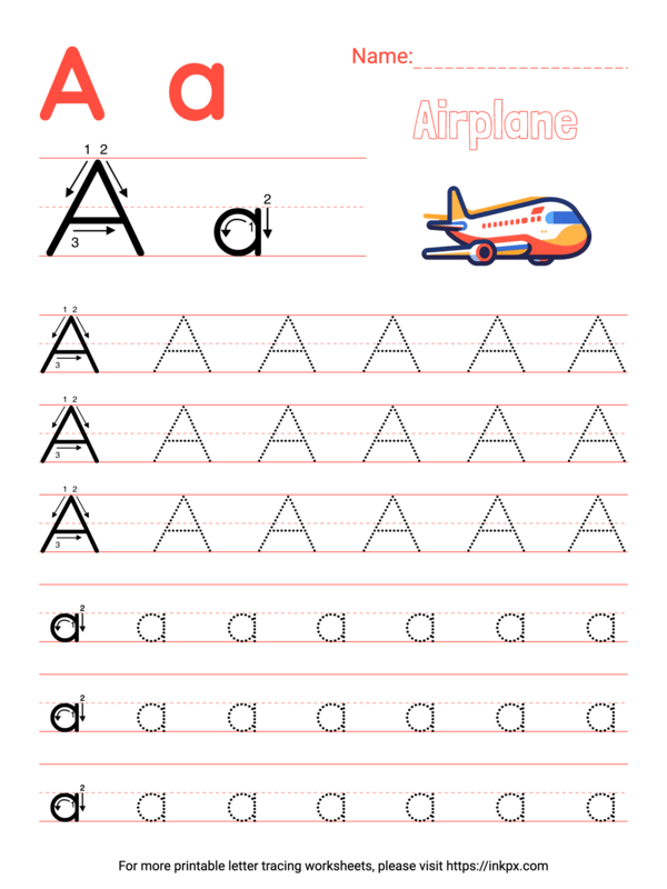Free Printable Colorful Letter A Tracing Worksheet · InkPx