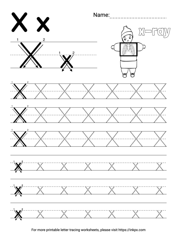 Free Printable Simple Letter X Tracing Worksheet