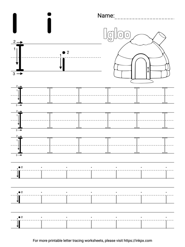 Free Printable Simple Letter I Tracing Worksheet