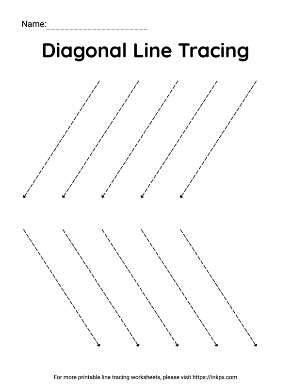 Free Printable Simple Diagonal Line Tracing Worksheet