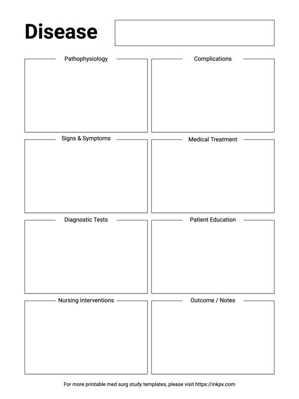 Free Printable Plain Med Surg Study Template
