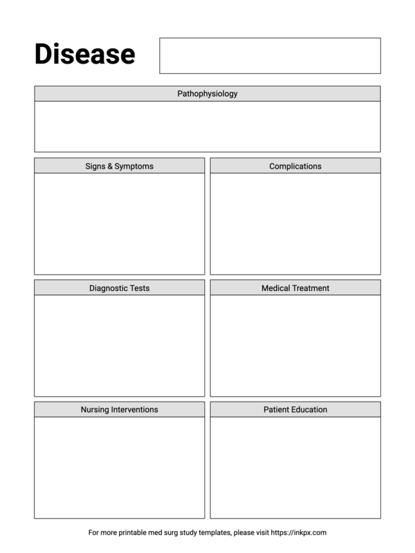 Free Printable Simple Med Surg Study Template