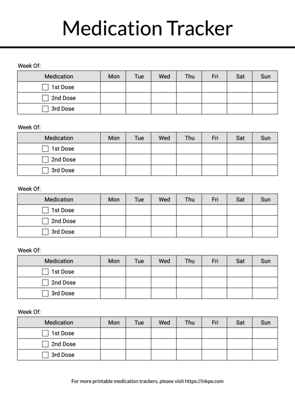 Free Printable Weekly & Monthly Pill Log Template