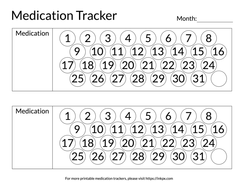 Printable Age-friendly Circle Style Monthly/Daily Medication Tracker