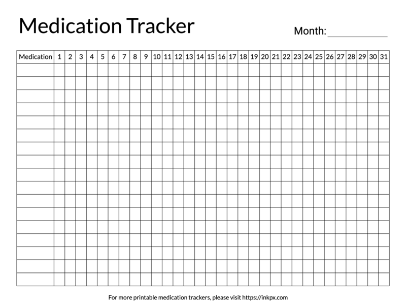 Printable Simple Table Style Monthly/Daily Medication Tracker