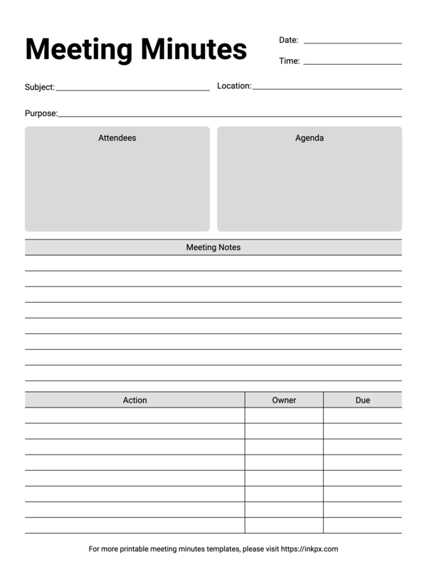 Free Printable Plain Meeting Minutes Template