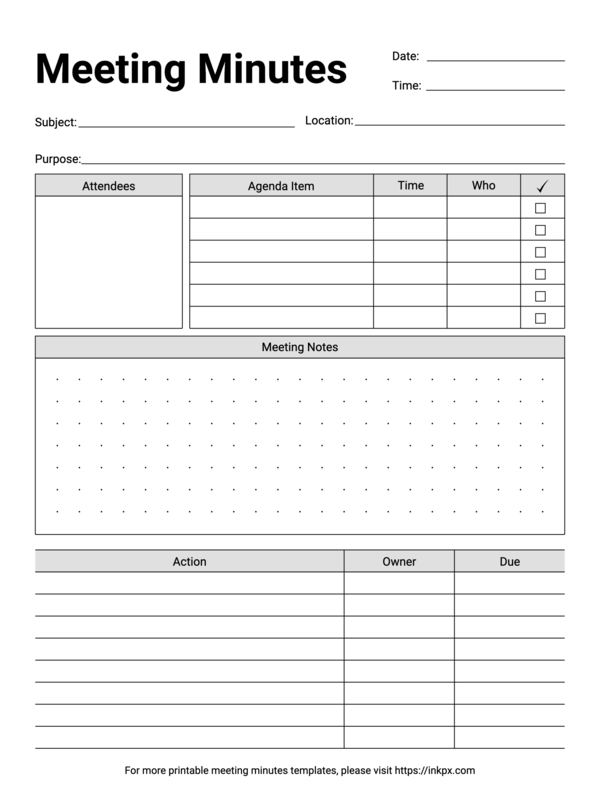 Free Printable Meeting Notes Template