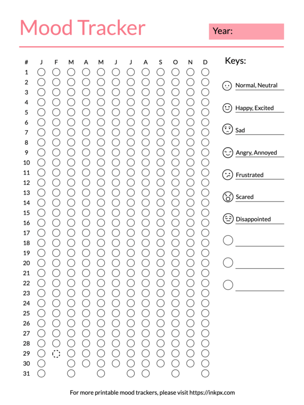 Printable Bullet Journal Mood Tracker Downloadable PDF PNG And JPG