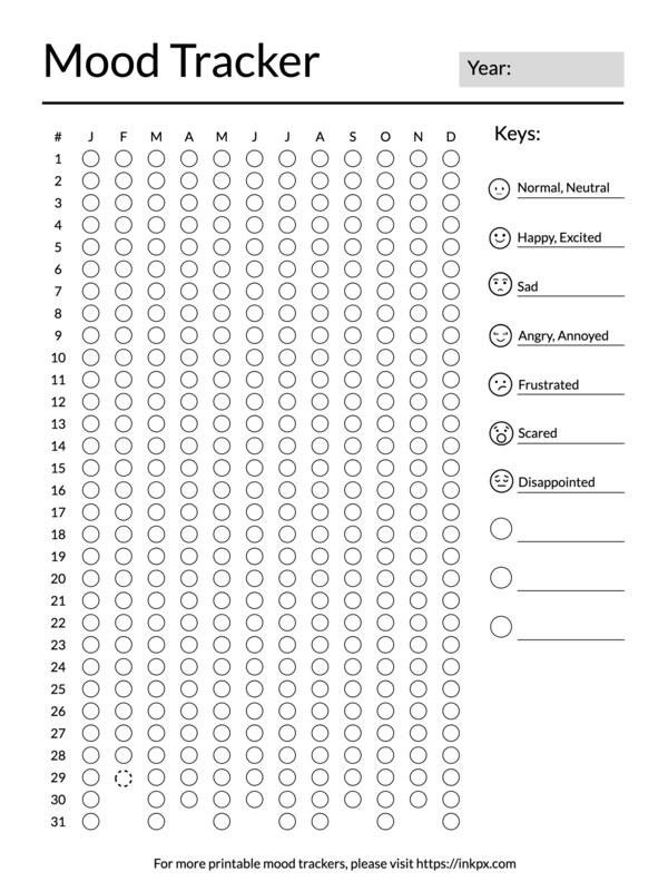 Printable Bullet Journal Mood Tracker Downloadable PDF PNG And JPG