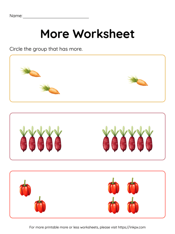 Free Printable Vegetable Counting More Worksheet