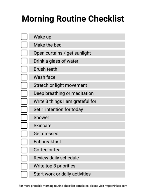 Free Printable Simple Morning Routine Checklist
