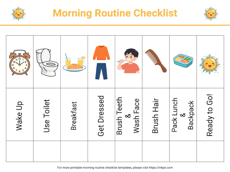 Free Printable Weekly/Daily Morning Routine Checklist for Kids