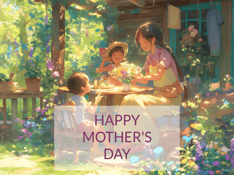 Editable Cartoon Style Mothers Day Card