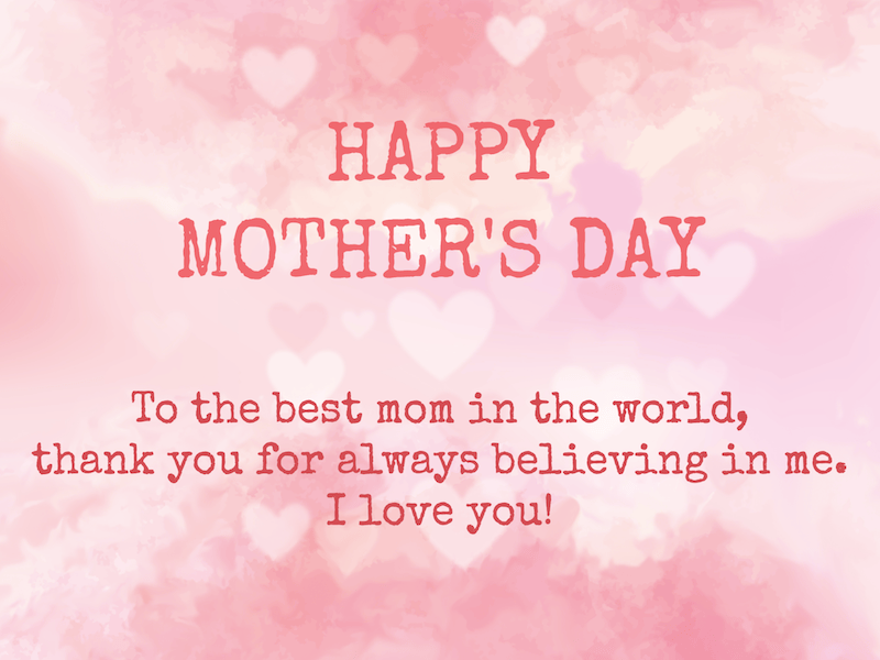 Editable Pink Heart Tender Mothers Day Card Template