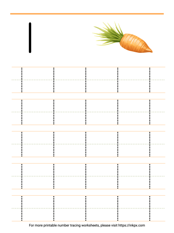 Printable Count & Trace Number 1 Tracing Worksheet