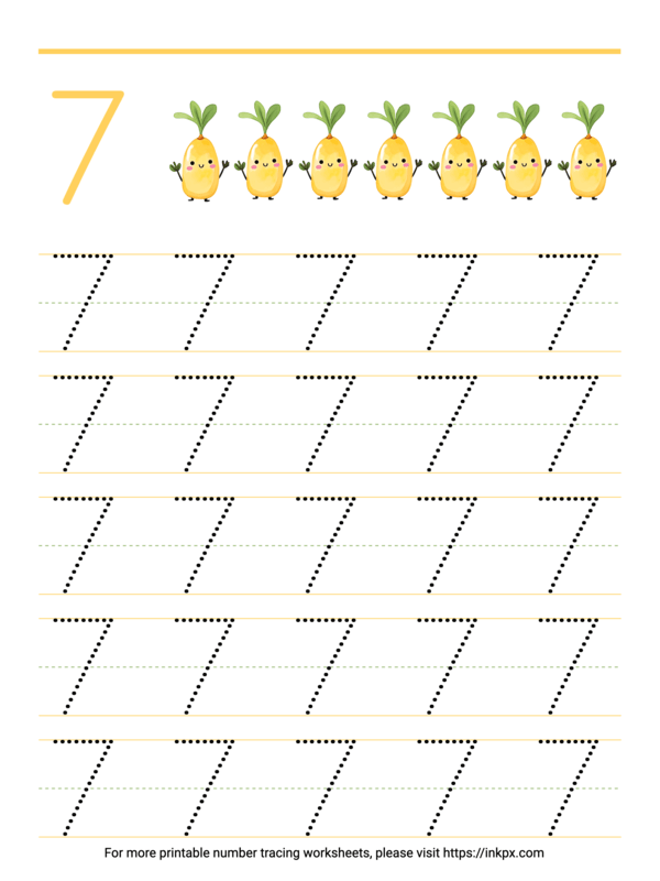 Free Printable Count & Trace Number 7 Tracing Worksheet