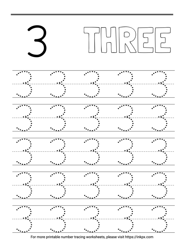 Free Printable Number 3 Tracing & Coloring Worksheet