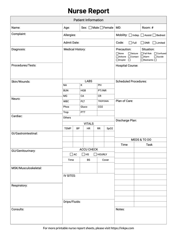 Free Printable Nurse Brain Sheet