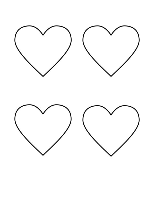 Printable Four Heart Outline