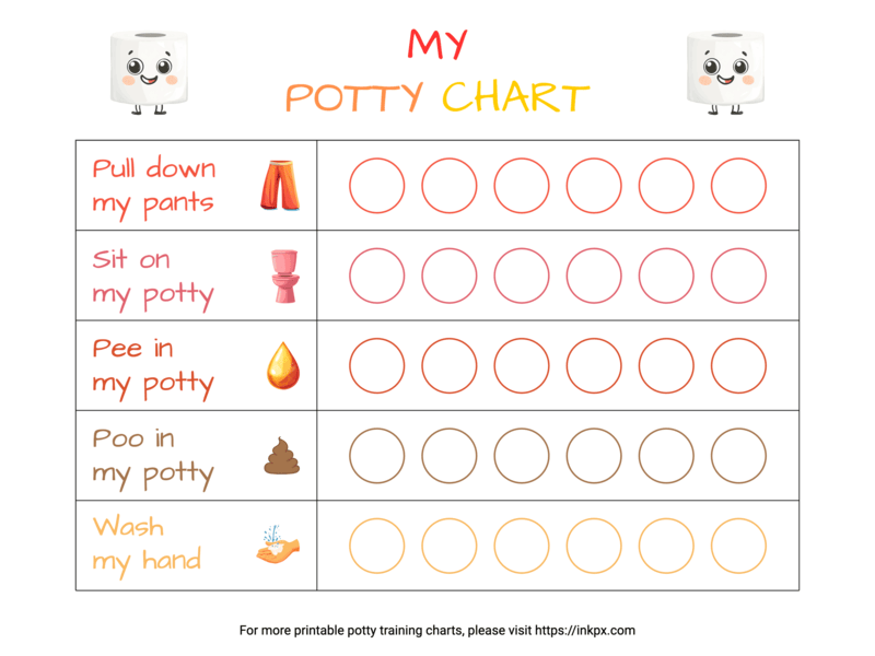 Free Printable Colored Big Table Style Potty Chart	