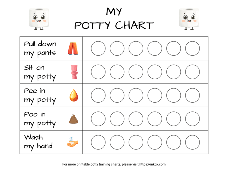 Free Editable Big Table Style Potty Chart