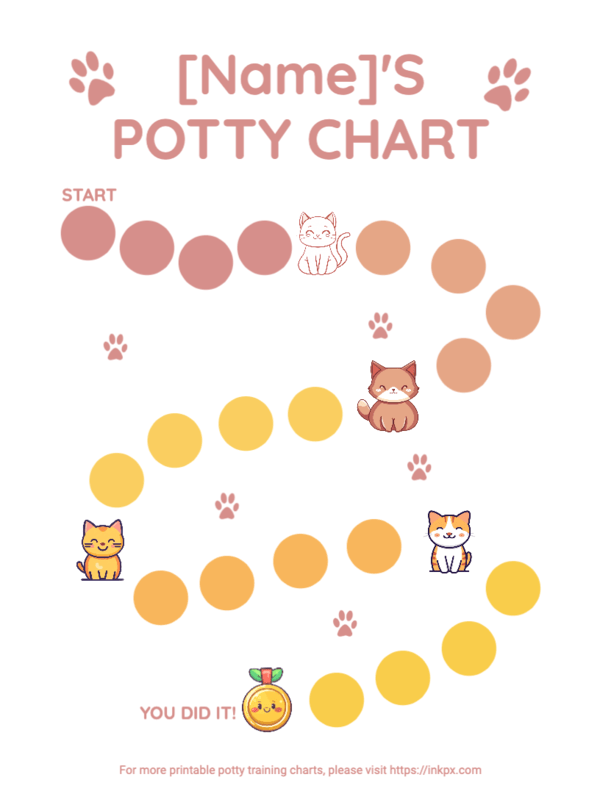 Free Editable Cartoon Cat Style Potty Training Chart