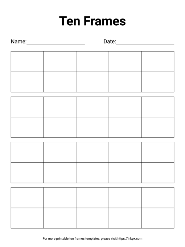 Free Printable Ten Frame (Quadruple)