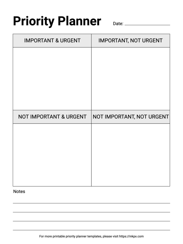 Free Printable Minimalist Daily Priority Planner Template