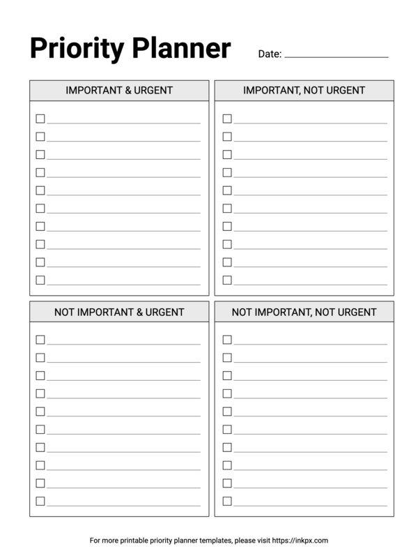 Free Printable Simple Daily Priority Planner Template