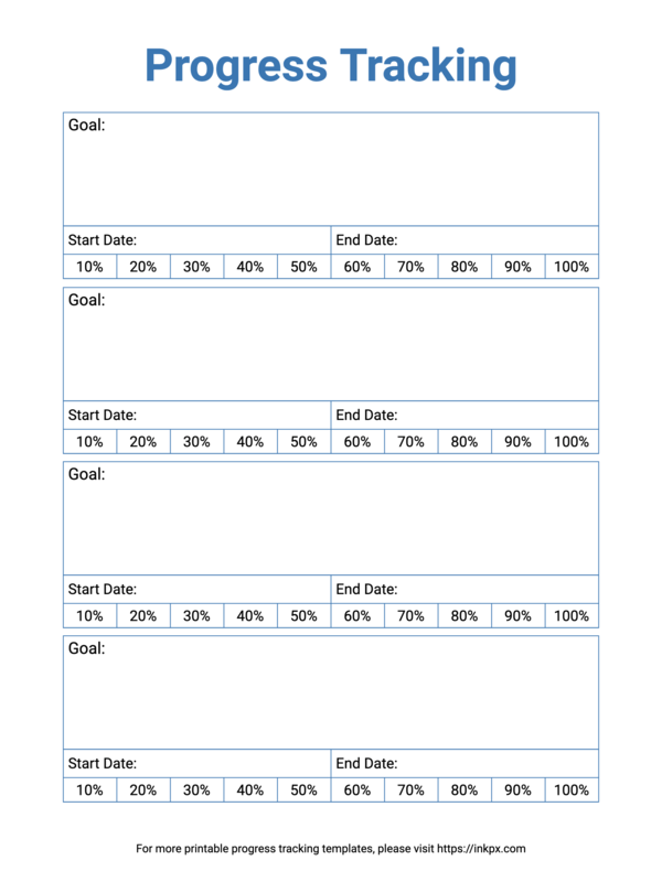 Free Printable Colored Plain Progress Tracking Templates