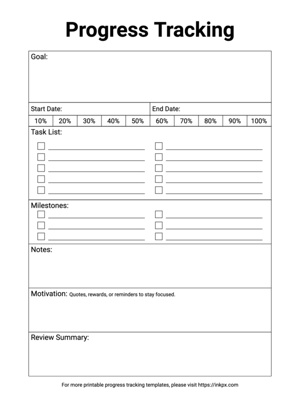 Free Printable Simple Progress Tracking Template