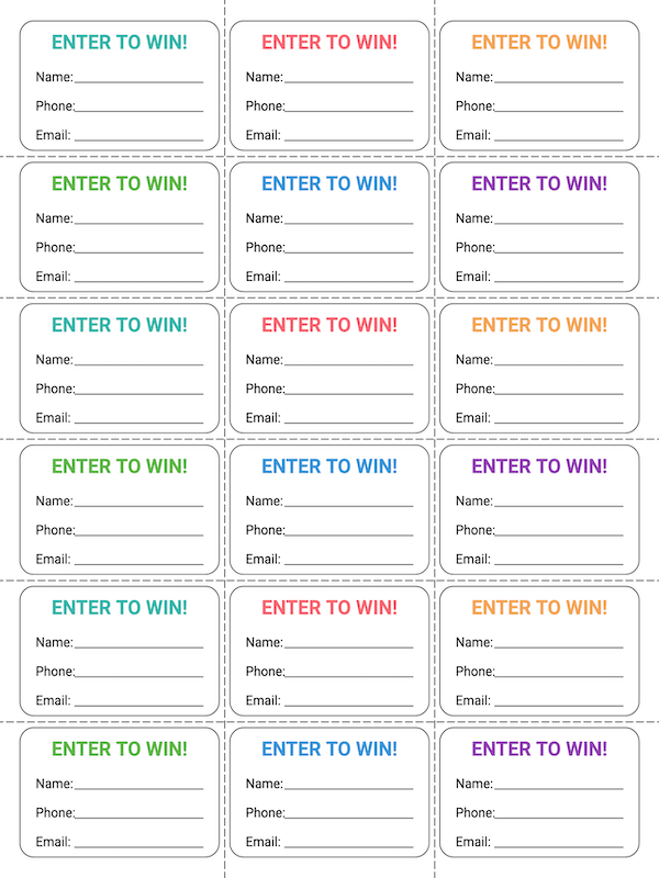 Free Printable Colorful Simple Raffle Ticket Template