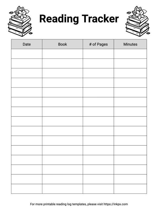 Free Printable Black and White Reading Tracker Template