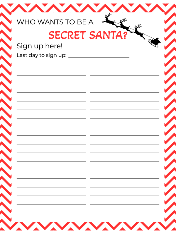 Free Printable Secret Santa Sign Up Sheet Templates InkPx