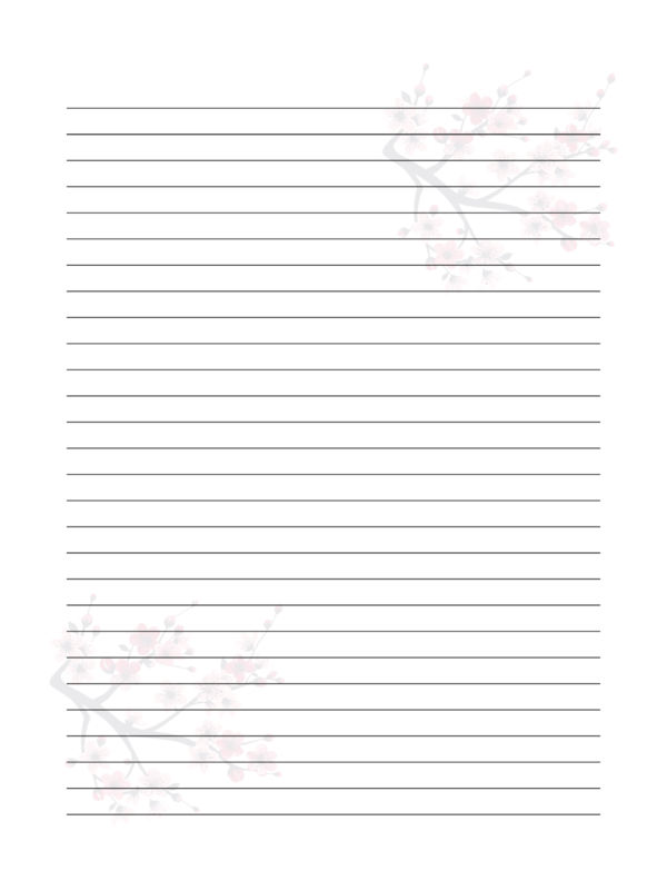 Printable Japanese Cherry Blossom Background Stationery Paper Template