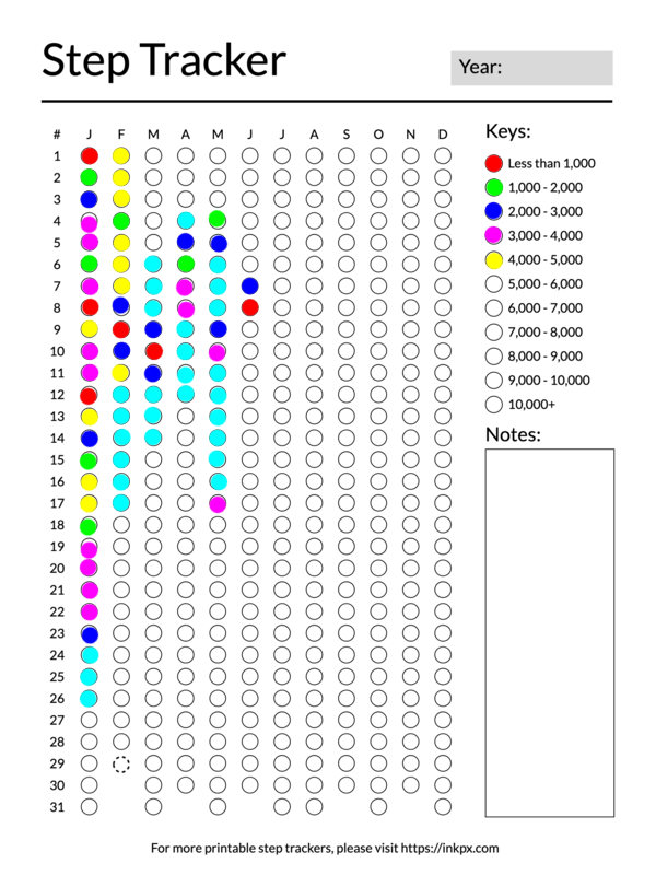 Printable Simple Checkbox Style Yearly Step Tracker