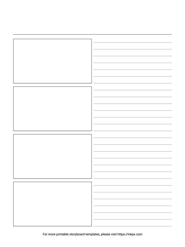 Free Printable Blank Simple Rect with Lines Storyboard Template