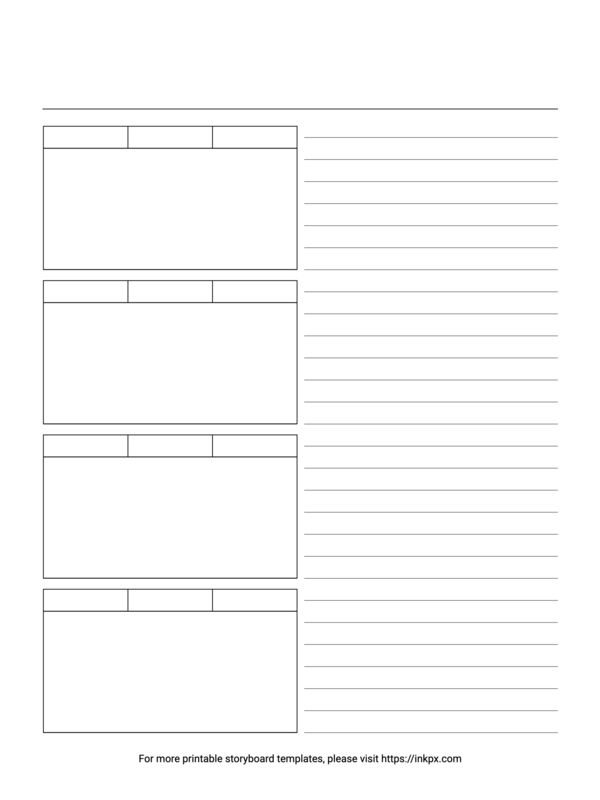 Free Printable Blank Simple Table with Lines Storyboard Template