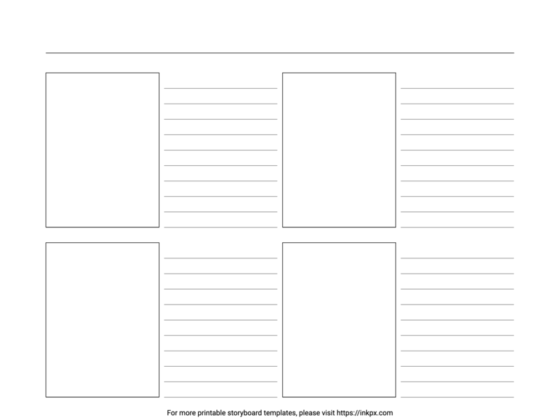 Free Printable Blank Simple Rect with Lines Landscape Storyboard Template