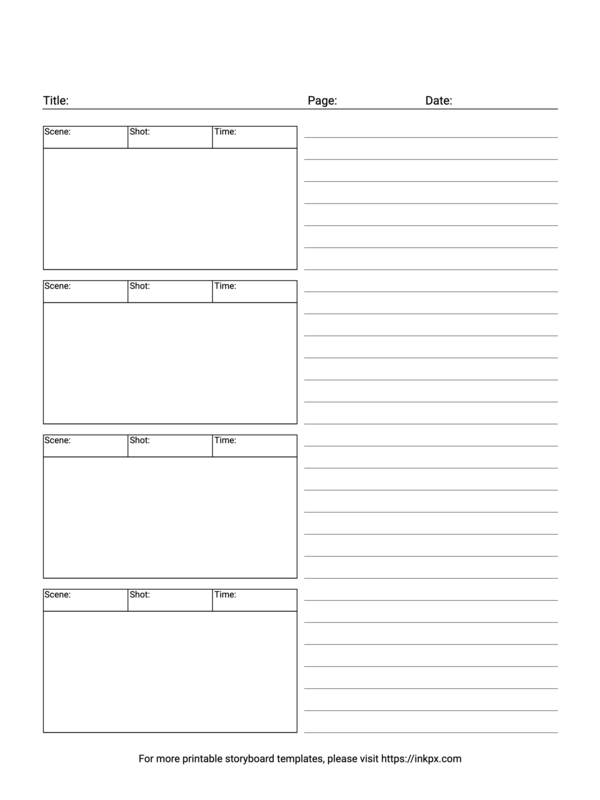 Free Printable Simple Table with Lines Storyboard Template