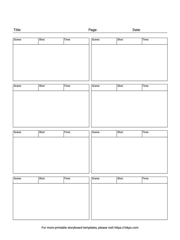 Free Printable Simple Table Storyboard Template