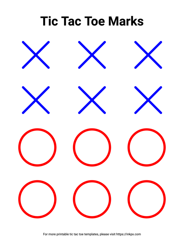 Free Printable Colorful Tic Tac Toe Marks