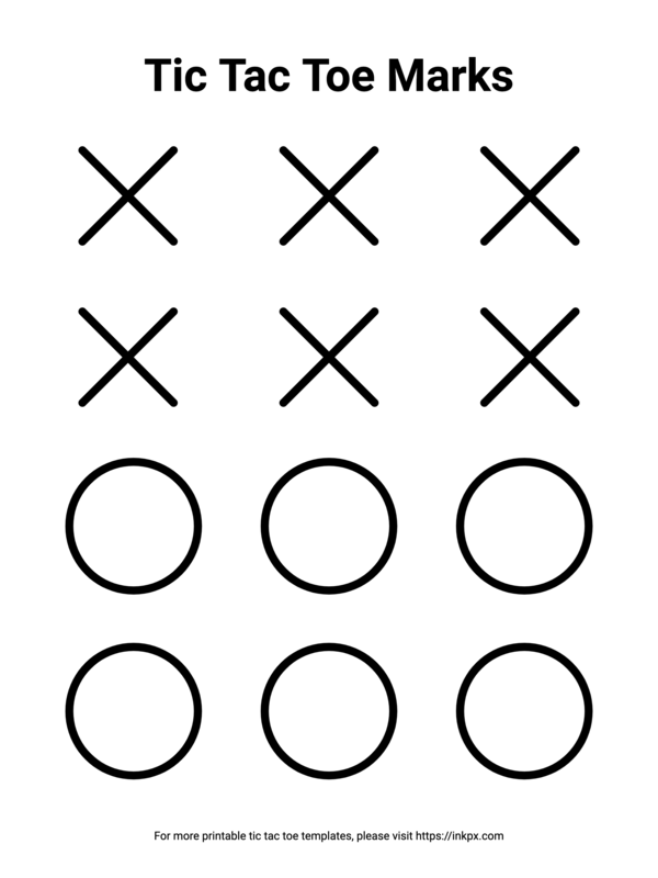 Free Printable Tic Tac Toe Marks