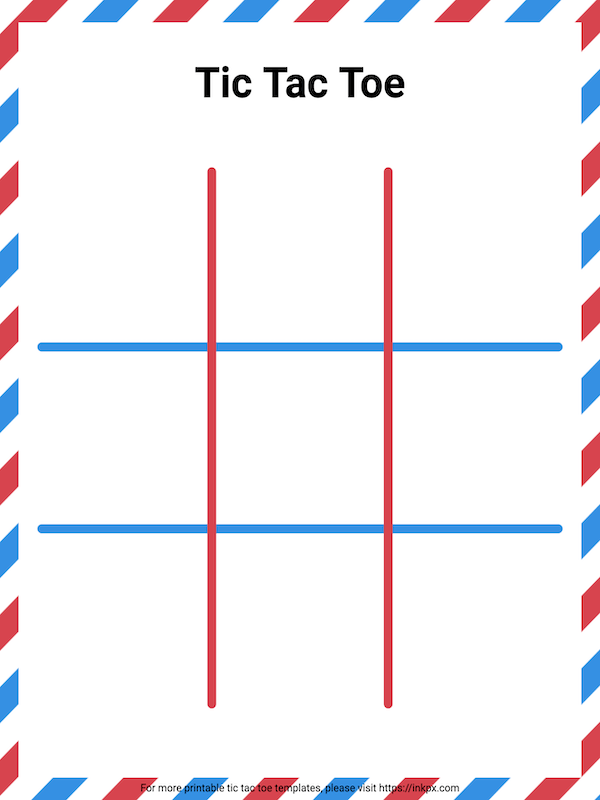Free Printable Airmail Style Tic Tac Toe Game Board Template