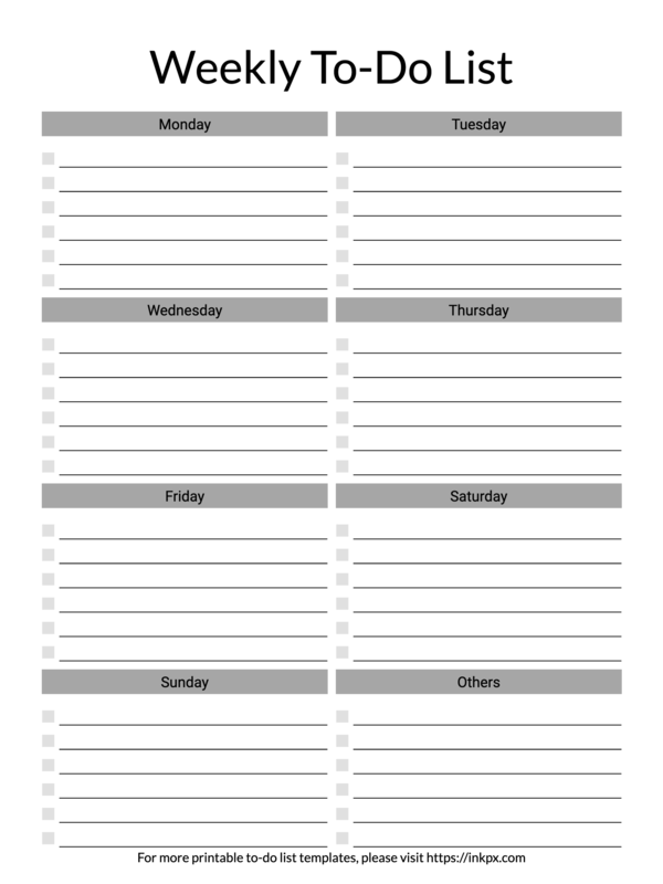 Printable Simple Weekly To Do List Template