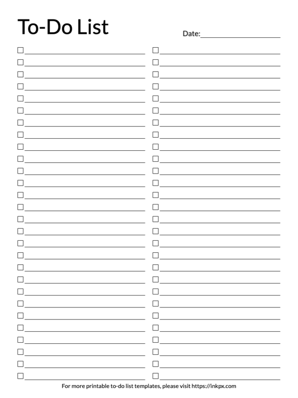 Printable Simple Two Column To Do List