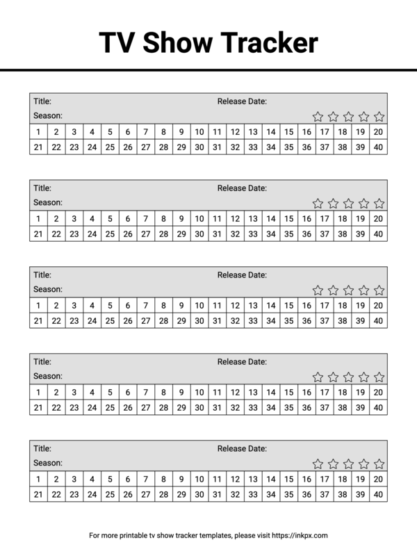 Free Printable Clean TV Show Tracker Template